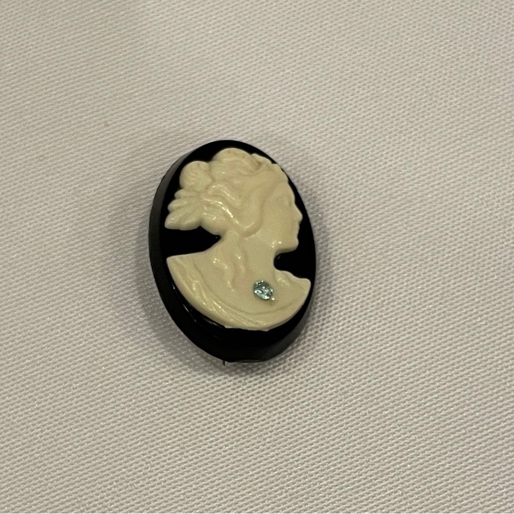 Vintage Elegant Black and Cream Cameo Brooch/Pin